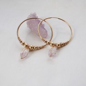 Gold hoop earrings amethyst earrings